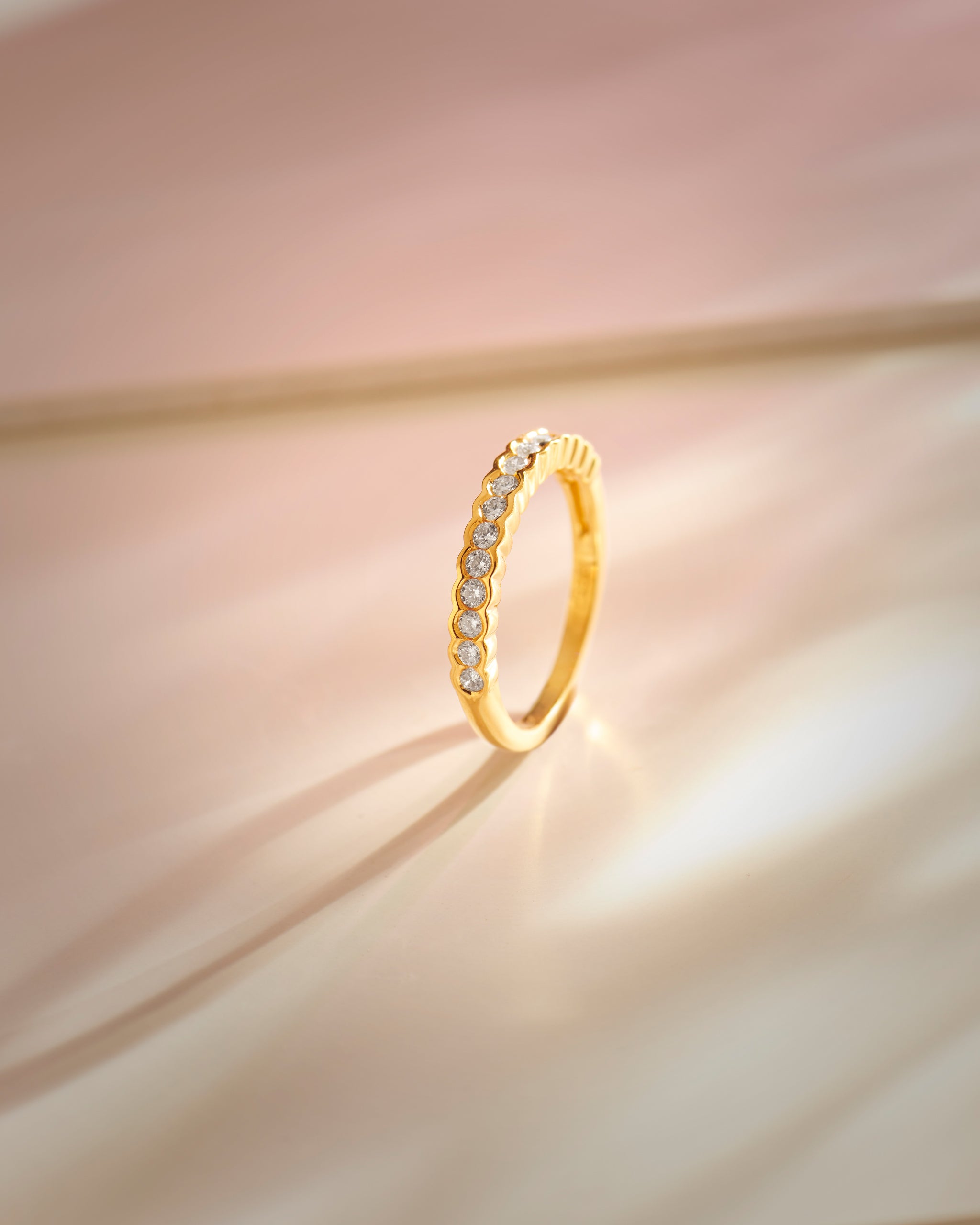 Classic Scallop Diamond Band, 14K Solid Gold, 3/8 ct Lab Grown Diamond-6