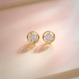 Textured Cluster Diamond Earrings,14K Gold Vermeil,1/4 ct Lab Diamond-1