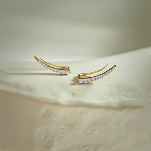 Minimal Diamond Climber Earrings