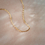 Paperclip Yellow Thin Chain Necklace, 14K Solid Gold-1