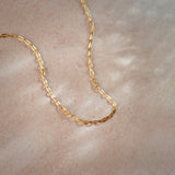 Paperclip Yellow Thin Chain Necklace, 14K Solid Gold-1
