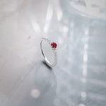 Created Ruby Sleek Diamond Ring, Sterling Silver, 1/4 ct Lab Grown Diamond-1