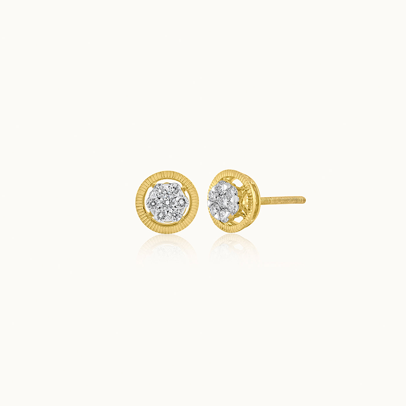 Textured Cluster Diamond Earrings,14K Gold Vermeil,1/4 ct Lab Diamond-3