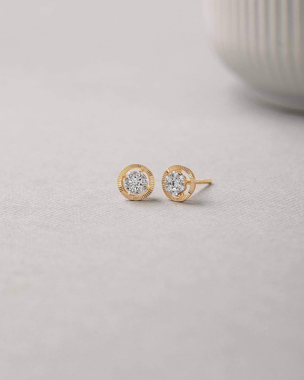 Textured Cluster Diamond Earrings,14K Gold Vermeil,1/4 ct Lab Diamond-5