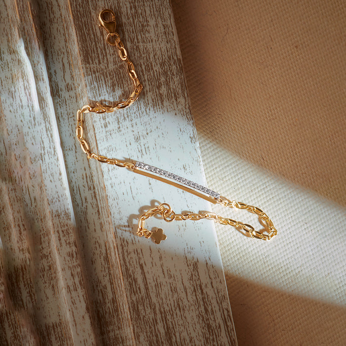 Bar Diamond Chain Bracelet, 14K Gold Vermeil, 1/5 ct Lab Grown Diamond-1