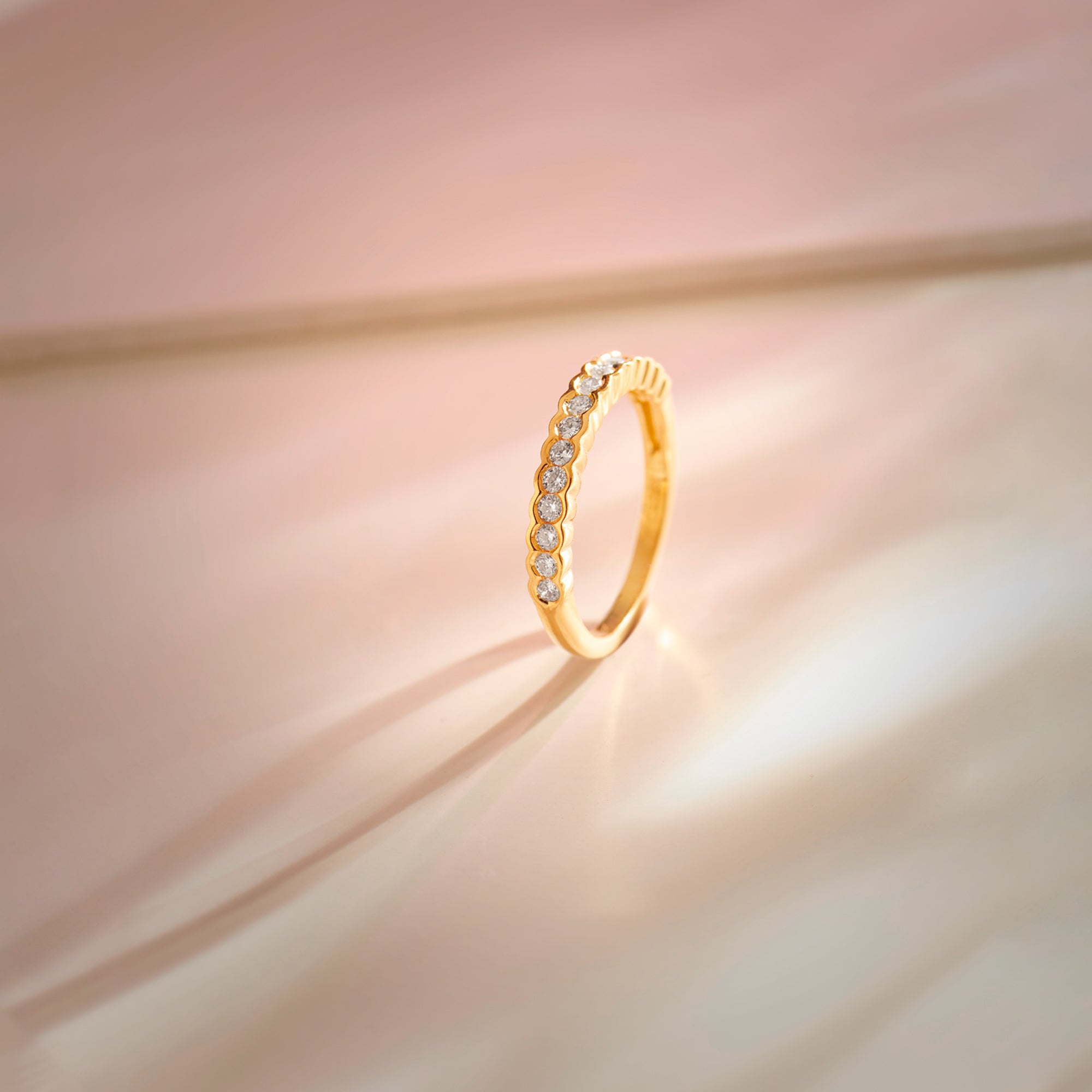 Classic Scallop Diamond Band, 14K Solid Gold, 3/8 ct Lab Grown Diamond-1