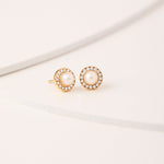 Classic Pearl Diamond Earrings, 14K Gold Vermeil, 1/5 ct Lab Grown Diamond-3
