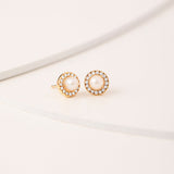 Classic Pearl Diamond Earrings, 14K Gold Vermeil, 1/5 ct Lab Grown Diamond-3