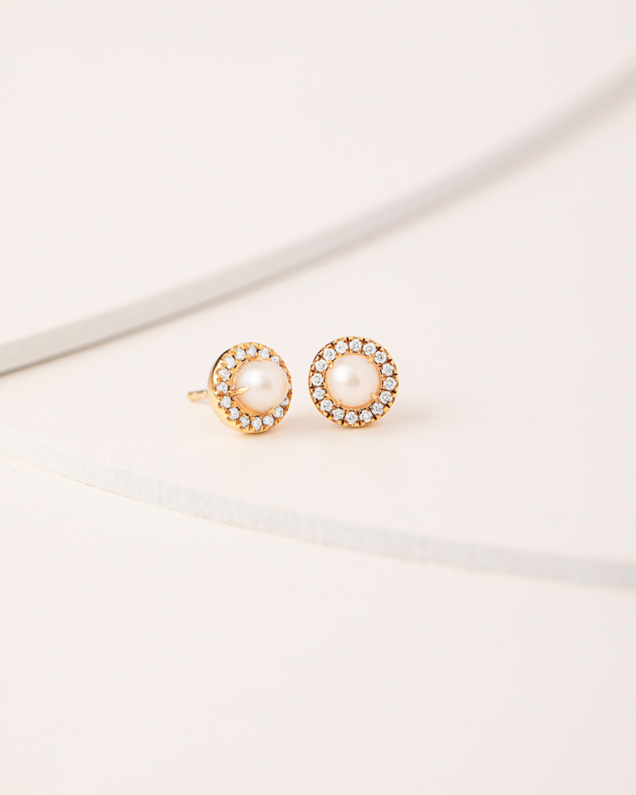 Classic Pearl Diamond Earrings, 14K Gold Vermeil, 1/5 ct Lab Grown Diamond-3