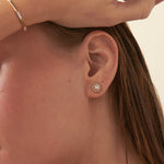Classic Pearl Diamond Earrings, 14K Gold Vermeil, 1/5 ct Lab Grown Diamond-2