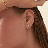 Classic Pearl Diamond Earrings, 14K Gold Vermeil, 1/5 ct Lab Grown Diamond-2