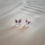 Butterfly Enamel Diamond Earrings, Sterling Silver, 3/8 ct Lab Grown Diamond-1