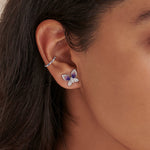 Butterfly Enamel Diamond Earrings, Sterling Silver, 3/8 ct Lab Grown Diamond-2