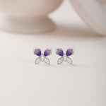 Butterfly Enamel Diamond Earrings, 14K Solid Gold, 3/8 ct Lab Grown Diamond-3