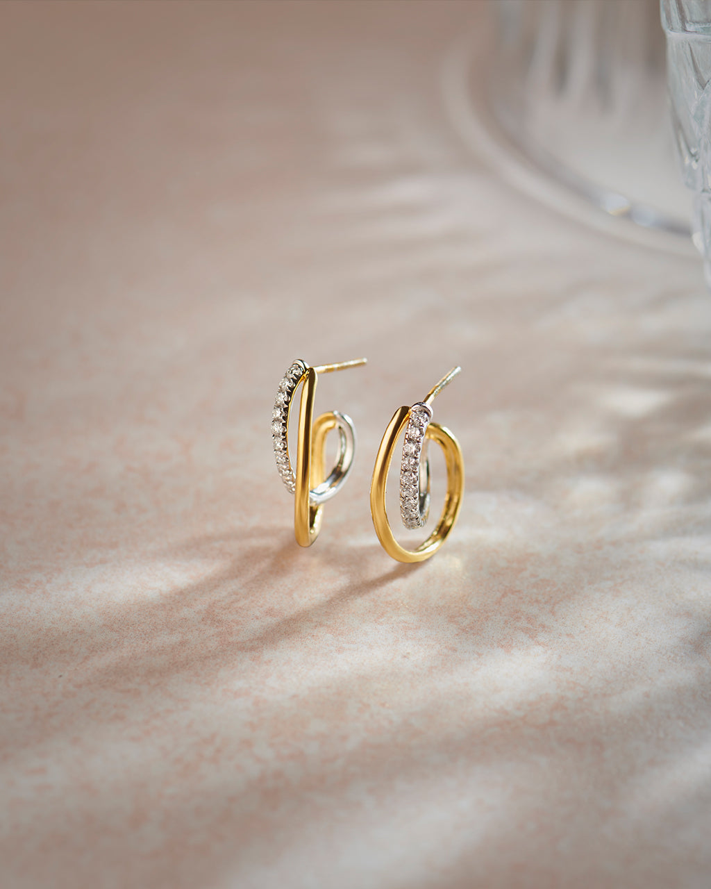 Two-Tone Twisted Hoops, 14K Solid Gold, 1/3 ct Lab Grown Diamond-8