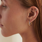 Two-Tone Twisted Hoops, 14K Solid Gold, 1/3 ct Lab Grown Diamond-2