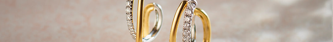 Two-Tone Twisted Hoops, 14K Solid Gold, 1/3 ct Lab Grown Diamond-1