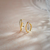Two-Tone Twisted Hoops, 14K Solid Gold, 1/3 ct Lab Grown Diamond-1