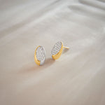 Two-Tone Oval Studs, 14K Solid Gold, 3/8 ct Lab Grown Diamond-1