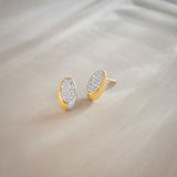 Two-Tone Oval Studs, 14K Solid Gold, 3/8 ct Lab Grown Diamond-1