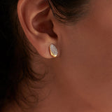 Two-Tone Oval Studs, 14K Solid Gold, 3/8 ct Lab Grown Diamond-2