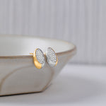 Two-Tone Oval Studs, 14K Gold Vermeil, 3/8 ct Lab Grown Diamond-4