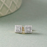 Cluster Square Diamond Studs, 14K Gold Vermeil, 1/2 ct Lab Grown Diamond-5