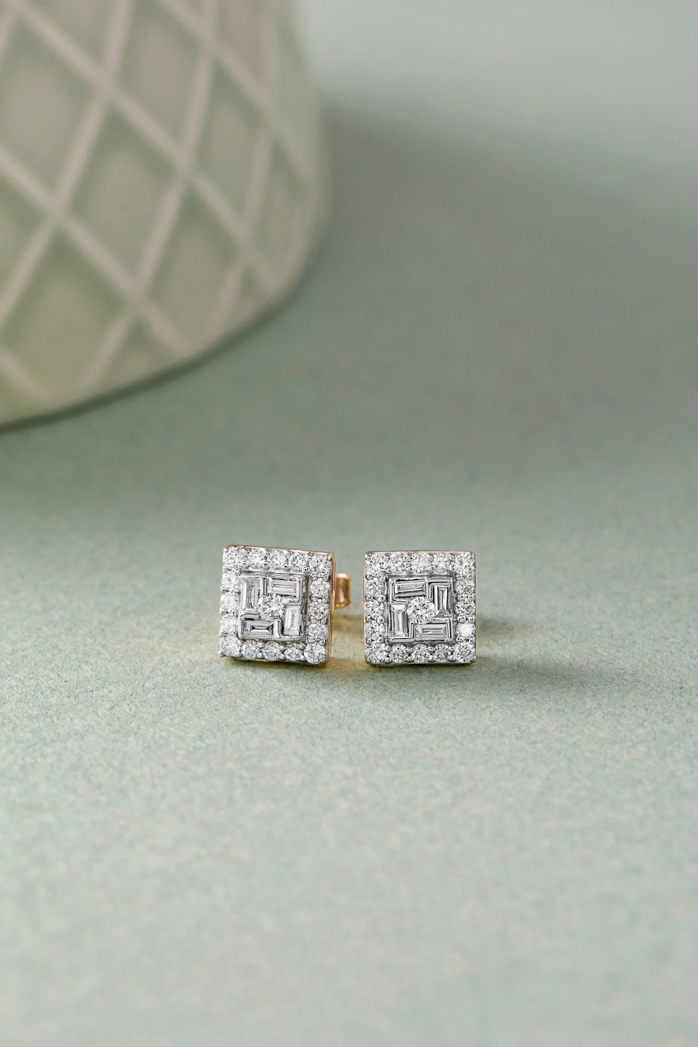 Cluster Square Diamond Studs, 14K Gold Vermeil, 1/2 ct Lab Grown Diamond-5