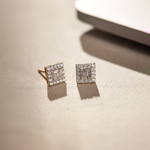Cluster Square Diamond Studs, 14K Solid Gold, 1/2 ct Lab Grown Diamond-1