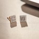 Cluster Square Diamond Studs, 14K Gold Vermeil, 1/2 ct Lab Grown Diamond-6