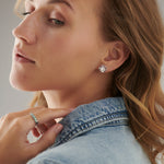 Heart Solitaire Earrings, Sterling Silver, 1 1/5 ct Lab Grown Diamond-2