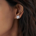 Heart Solitaire Earrings, Sterling Silver, 1 1/5 ct Lab Grown Diamond-4