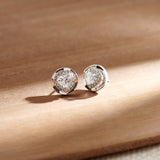Heart Solitaire Earrings, Sterling Silver, 1 1/5 ct Lab Grown Diamond-8
