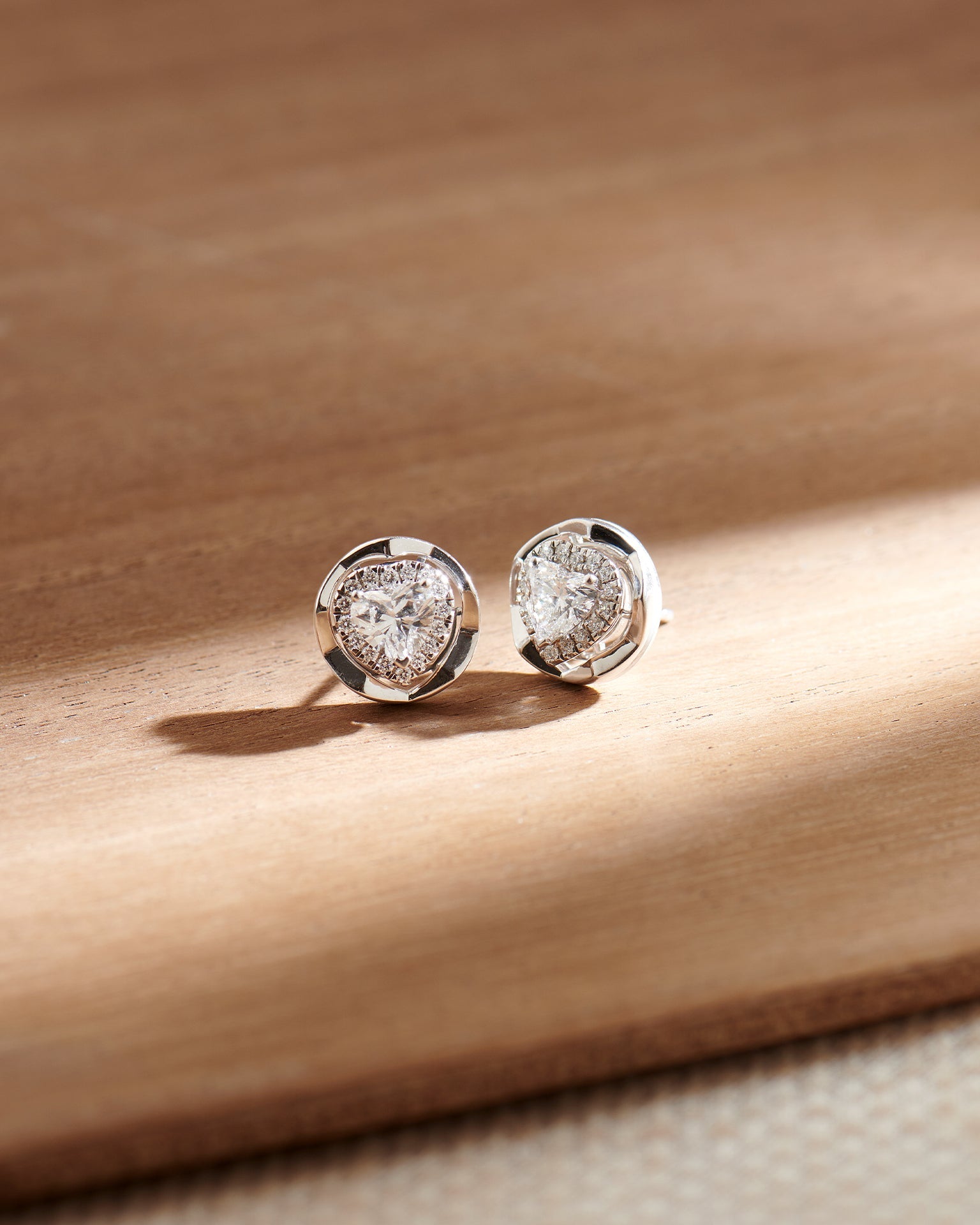 Heart Solitaire Earrings, Sterling Silver, 1 1/5 ct Lab Grown Diamond-8
