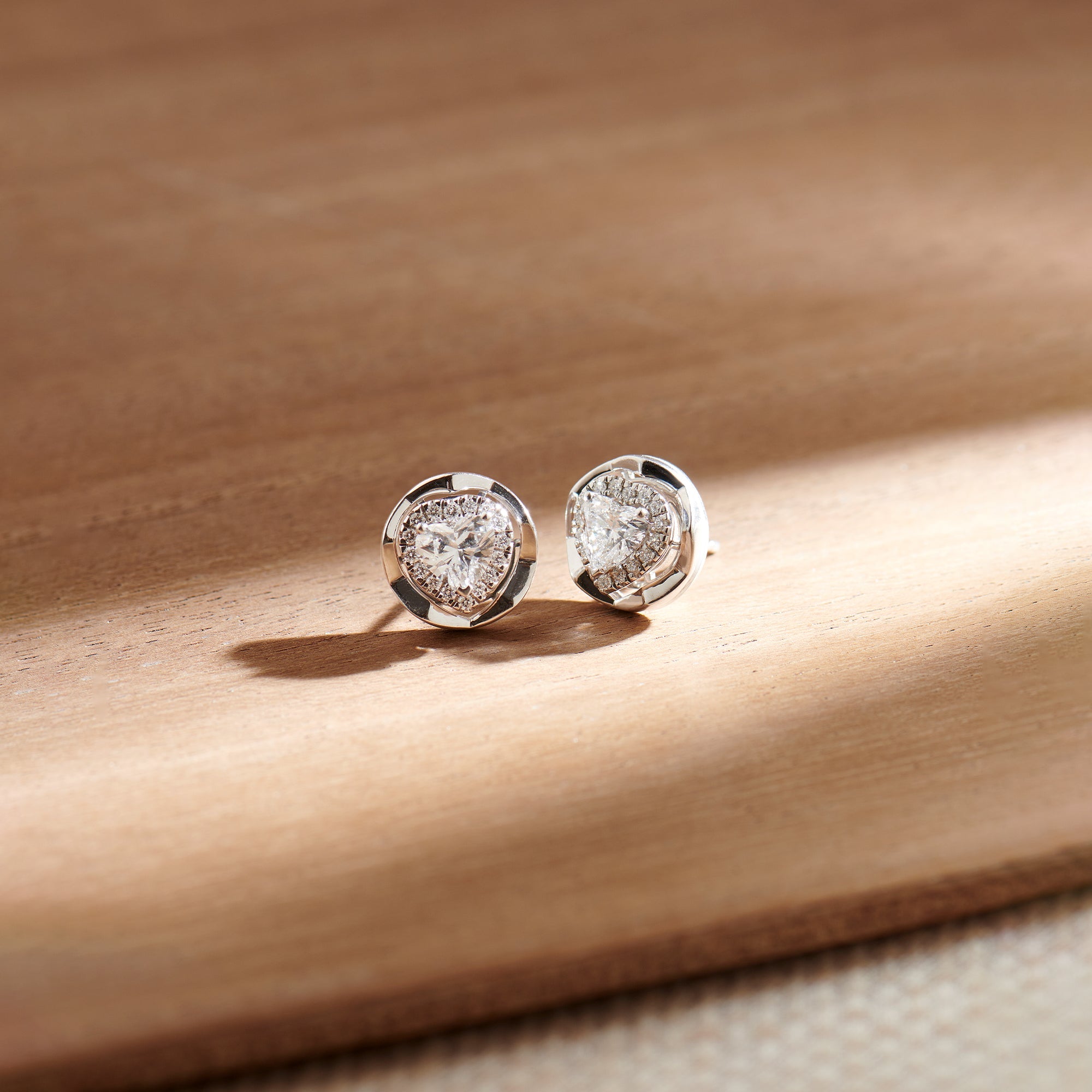 Heart Solitaire Earrings, Sterling Silver, 1 1/5 ct Lab Grown Diamond-1