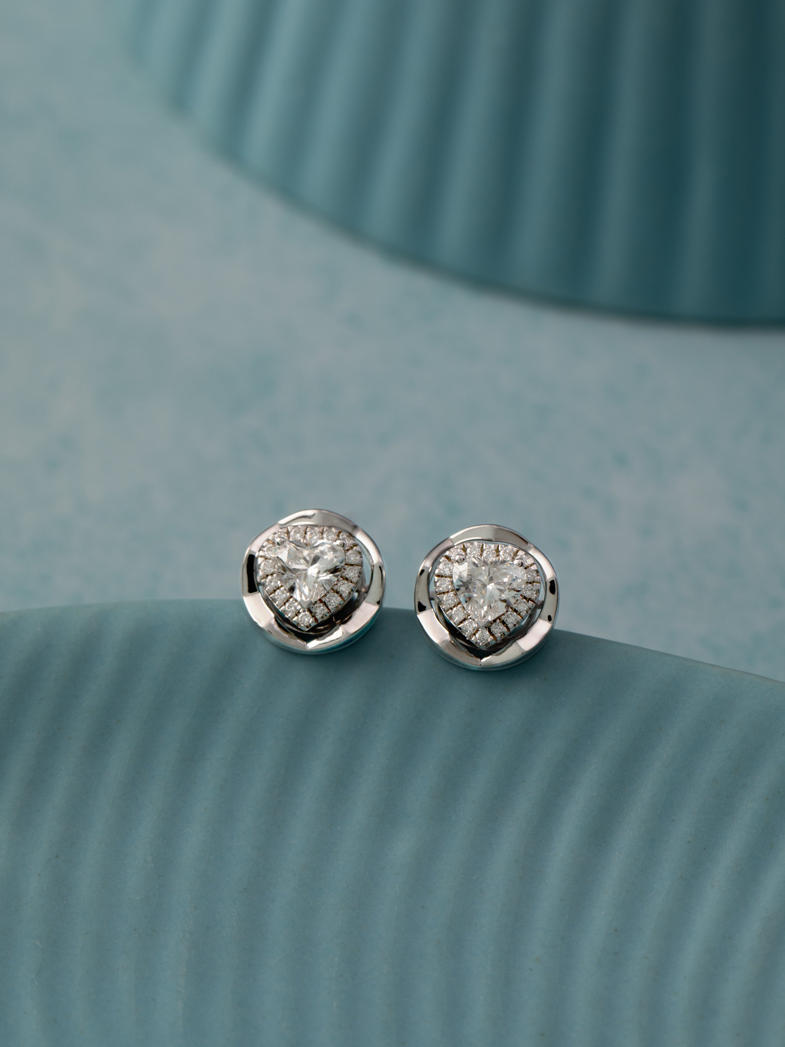 Heart Solitaire Earrings, Sterling Silver, 1 1/5 ct Lab Grown Diamond-7