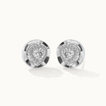 Heart Solitaire Earrings, Sterling Silver, 1 1/5 ct Lab Grown Diamond-3