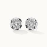 Heart Solitaire Earrings, Sterling Silver, 1 1/5 ct Lab Grown Diamond-3