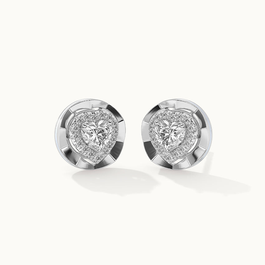 Heart Solitaire Earrings, Sterling Silver, 1 1/5 ct Lab Grown Diamond-3