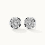 Heart Solitaire Earrings, Sterling Silver, 1 1/5 ct Lab Grown Diamond-3