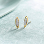Sleek Oval Studs, 14K Gold Vermeil, 1/10 ct Lab Grown Diamond-6
