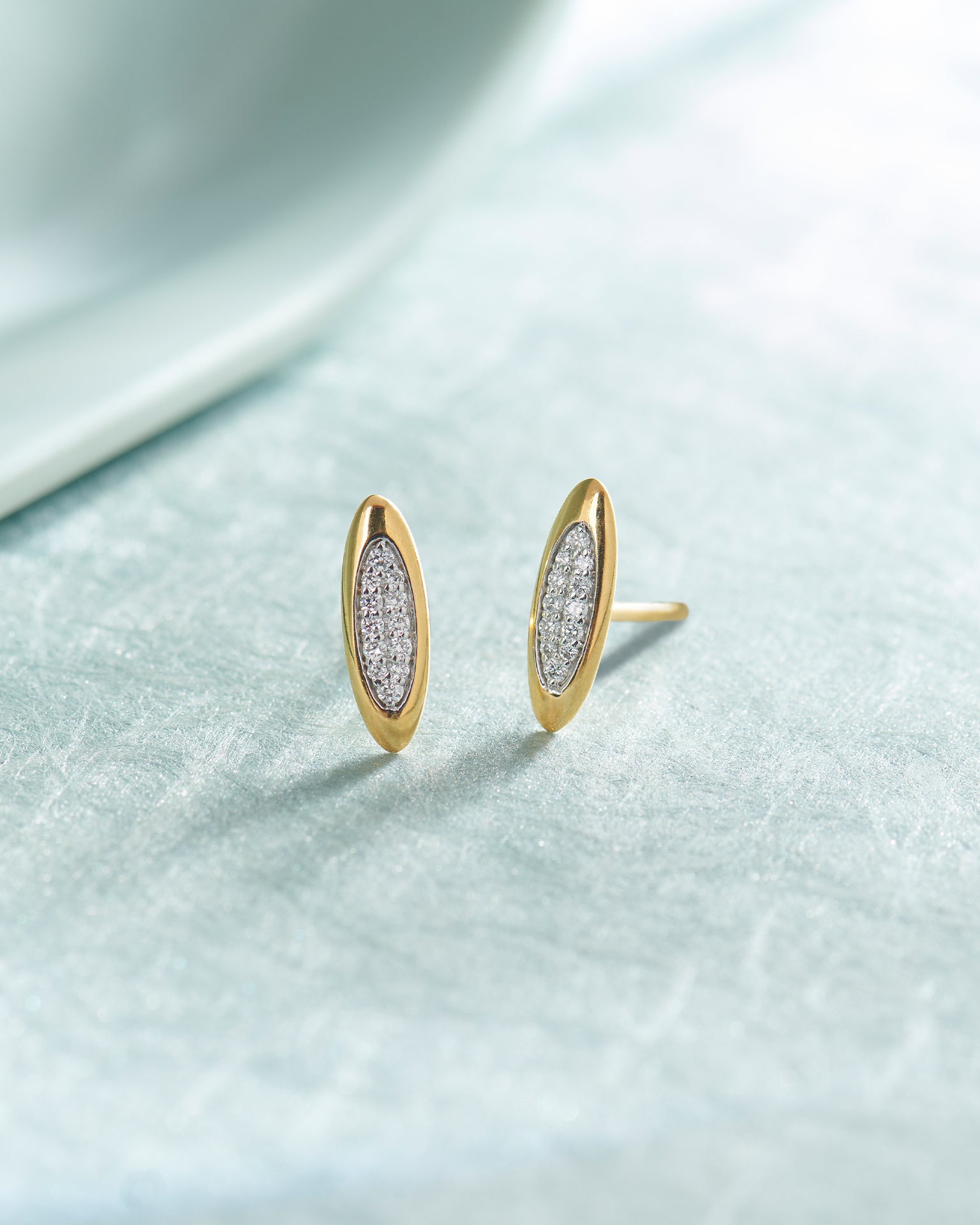 Sleek Oval Studs, 14K Gold Vermeil, 1/10 ct Lab Grown Diamond-6