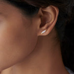 Sleek Oval Studs, 14K Solid Gold, 1/10 ct Lab Grown Diamond-2
