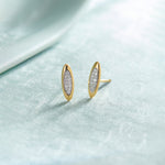 Sleek Oval Studs, 14K Gold Vermeil, 1/10 ct Lab Grown Diamond-1