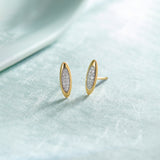 Sleek Oval Studs, 14K Gold Vermeil, 1/10 ct Lab Grown Diamond-1