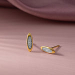 Sleek Oval Studs, 14K Gold Vermeil, 1/10 ct Lab Grown Diamond-5