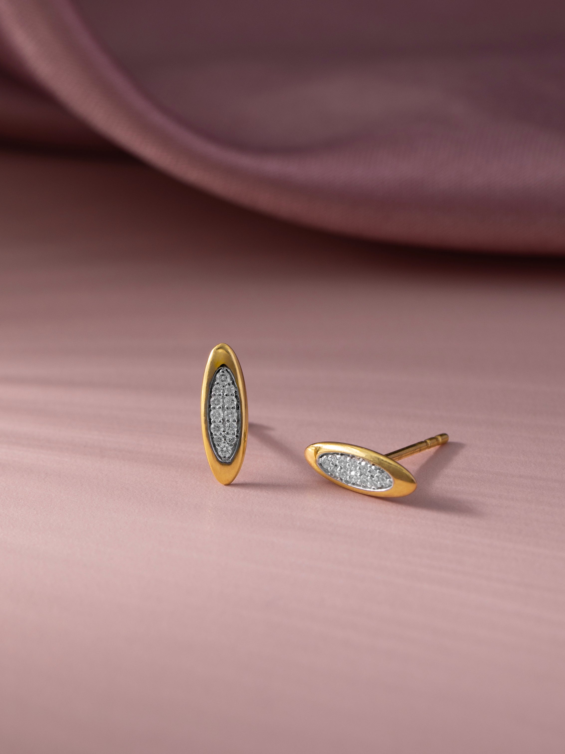 Sleek Oval Studs, 14K Gold Vermeil, 1/10 ct Lab Grown Diamond-5