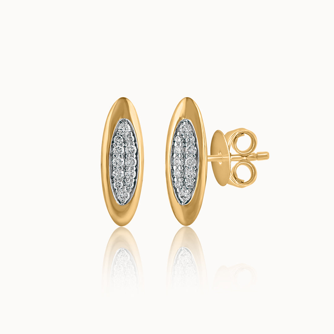 Sleek Oval Studs, 14K Solid Gold, 1/10 ct Lab Grown Diamond-3