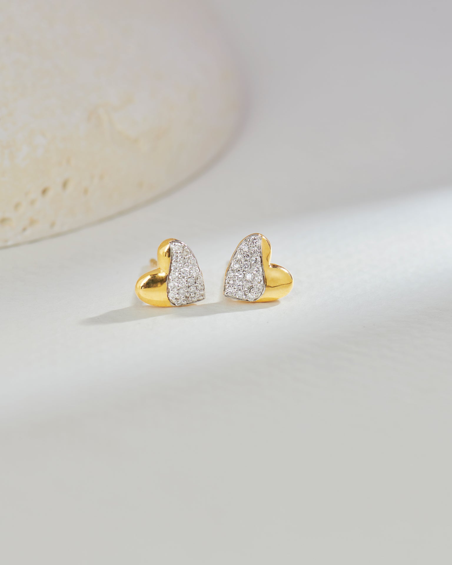 Soft Heart Diamond Studs, 14K Gold Vermeil, 1/5 ct Lab Grown Diamond-6
