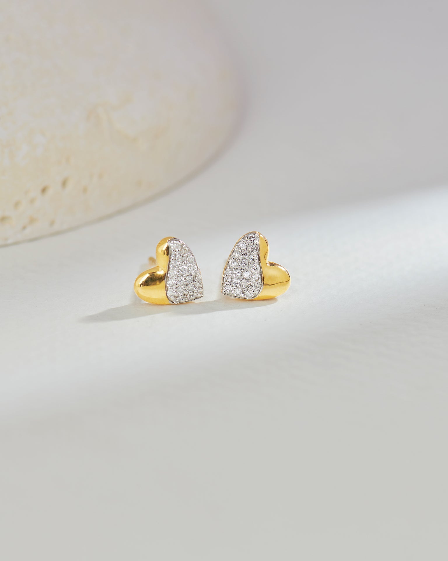 Soft Heart Diamond Studs, 14K Solid Gold, 1/5 ct Lab Grown Diamond-6